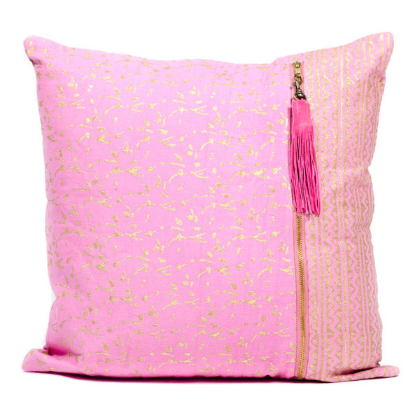 Pink Block Print Pillow